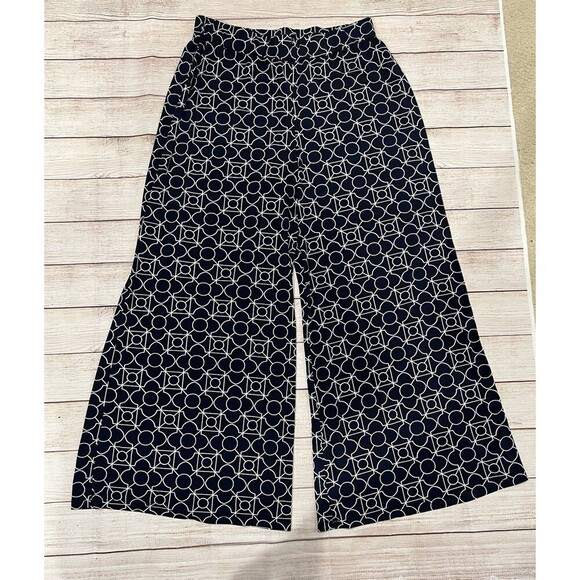 Dressbarn Capri Wide Leg Pull On Printed Stretch Pants Size Large - Picture 1 of 6